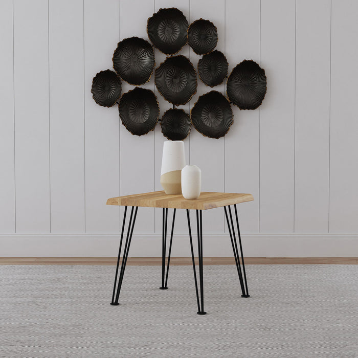 Zander End Table with Hairpin Leg Natural and Matte Black