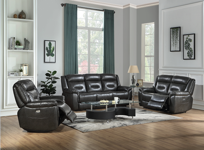 Imogen Gray Leather-Aire Sofa (Power Motion) - EZ Furniture of Mayfair (Philadelphia, PA)