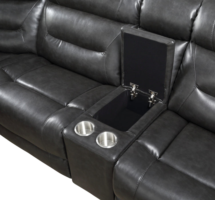 Imogen Gray Leather-Aire Sectional Sofa (Power Motion) - EZ Furniture of Mayfair (Philadelphia, PA)