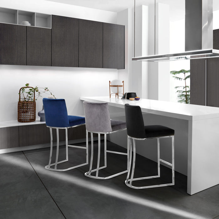 Heidi Grey Velvet Stool - EZ Furniture of Mayfair (Philadelphia, PA)