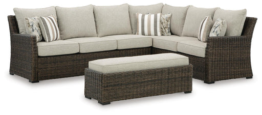Brook Ranch Outdoor Sofa Sectional/Bench with Cushion (Set of 3) - EZ Furniture of Mayfair (Philadelphia, PA)