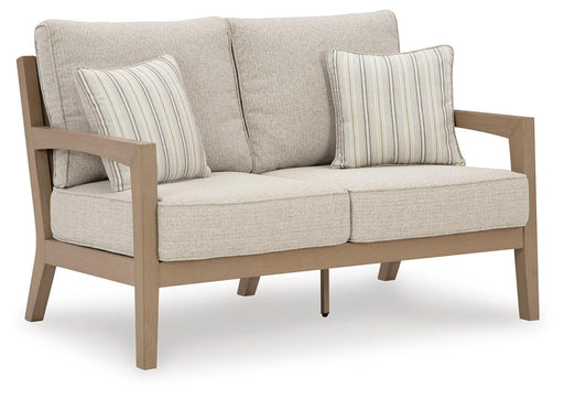 Hallow Creek Outdoor Loveseat with Cushion - EZ Furniture of Mayfair (Philadelphia, PA)